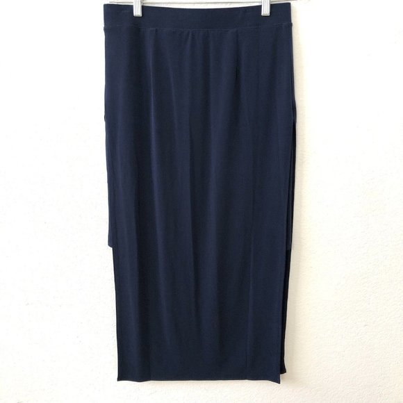 G.I.L.I. Jetsetter Side Slit Maxi Skirt Navy Blue Size Small Women's - Picture 6 of 8